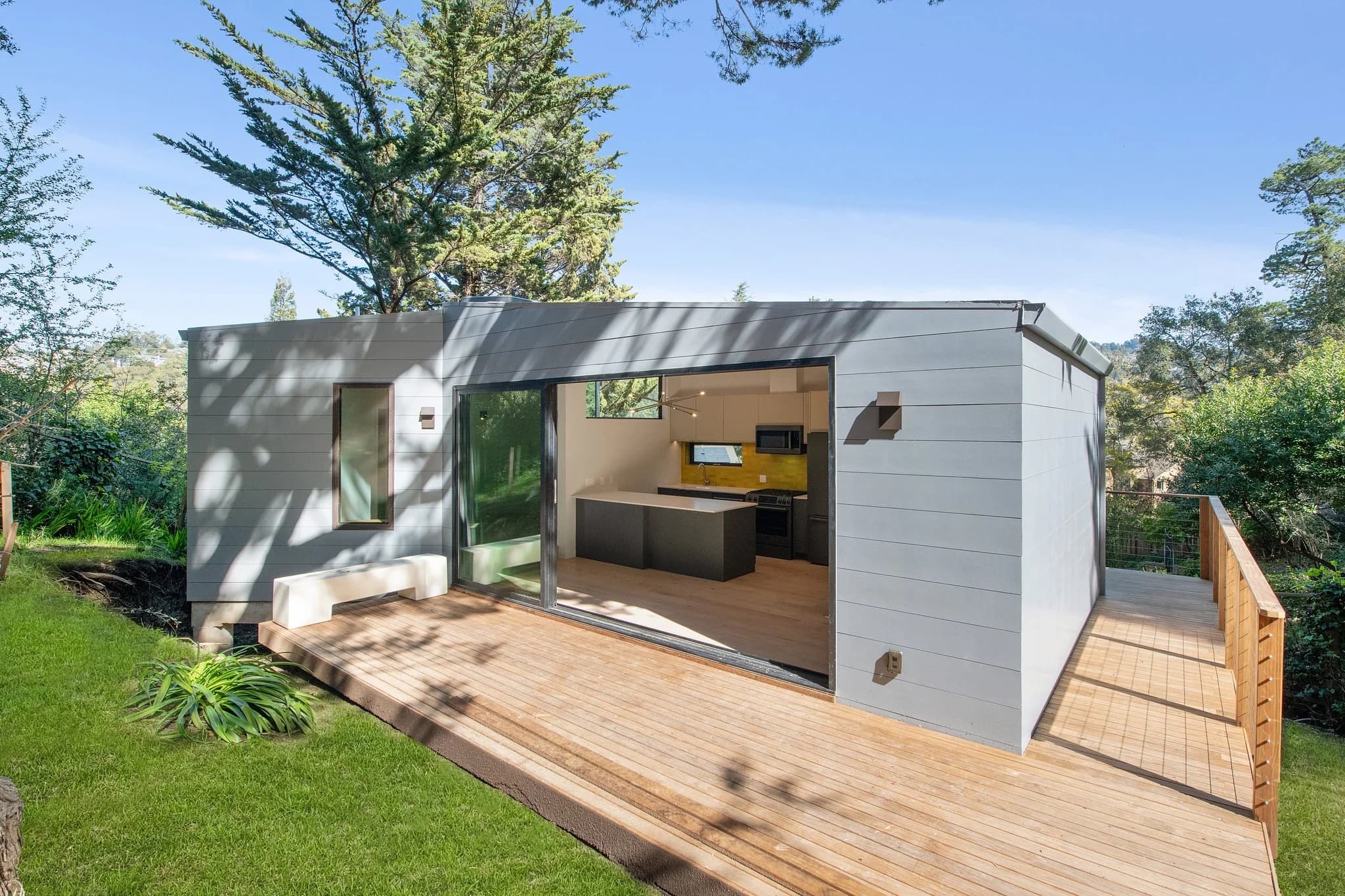 modern adu with wooden patio